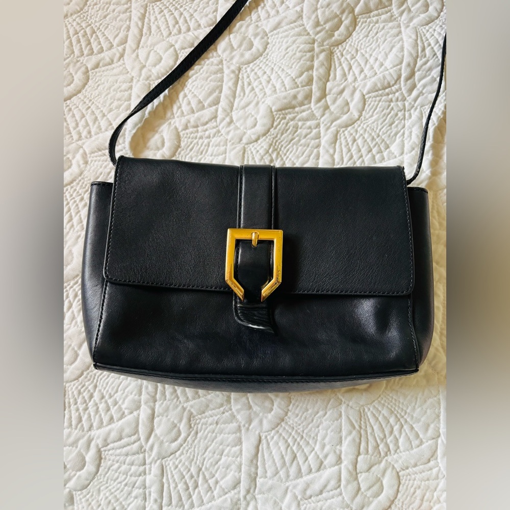 Cole Haan Soft leather back in black with gold slide buckle